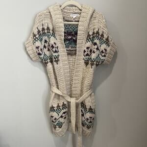 Aeropostale Cardigan Sweater Women X Small Aztec Boho Wool Blend Hood Pockets
